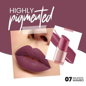 Model wearing MARS Shade 07 Majestic Mambo for a sophisticated and bold jewel-toned lip look - Pink Flash BD