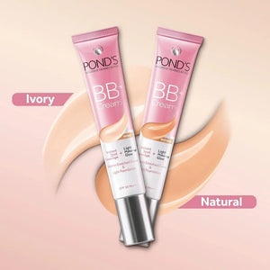 Swatch of Ponds BB+ Cream Shade showing lightweight texture for fair to medium skin tones.