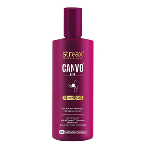 Streax Professional Canvo Line Straightening Post Care Shampoo - Sulphate and Paraben Free Formula - Pink Flash BD