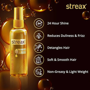 Infographic showing Walnut Oil benefits for hair strength and 24-hour frizz control - Streax.