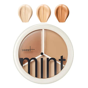 Sweet Mint 3 Color Concealer Palette 9g - Tri-color Cream Concealer for Dark Circles and Spots - Pink Flash BD