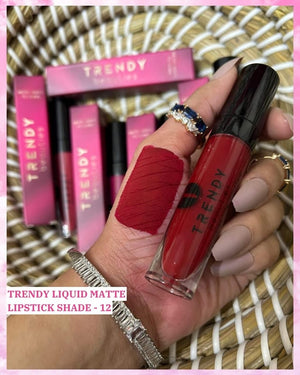 Hand swatch of TRENDY Beauty Liquid Matte Lipstick Shade 12 on medium skin tone