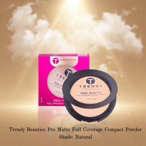 TRENDY beauty Pro Matte Full coverage Compact Powder Shade #Natural | Pink Flash BD - Pink Flash BD