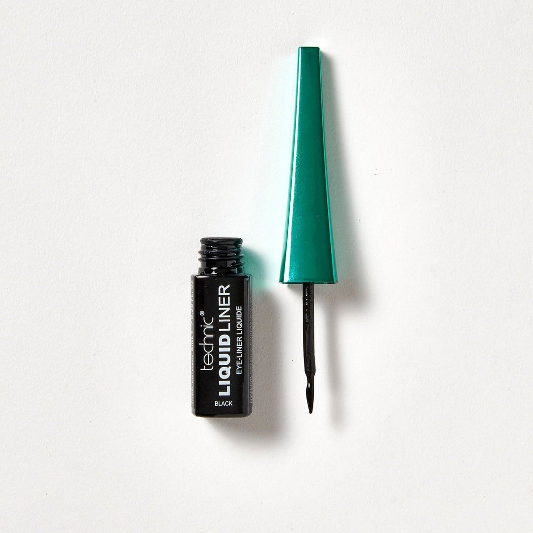 Black liquid eyeliner by Pink Flash BD, water-resistant formula shown in a sleek applicator with a precise tip.