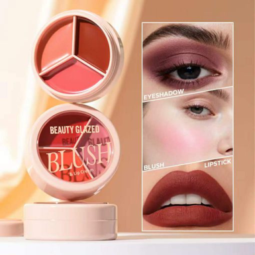 Beauty Glazed Blush & Lip Cream Shade 403 – Deep Reds, Mauves & Brick Tones for Cheeks & Lips - Pink Flash BD