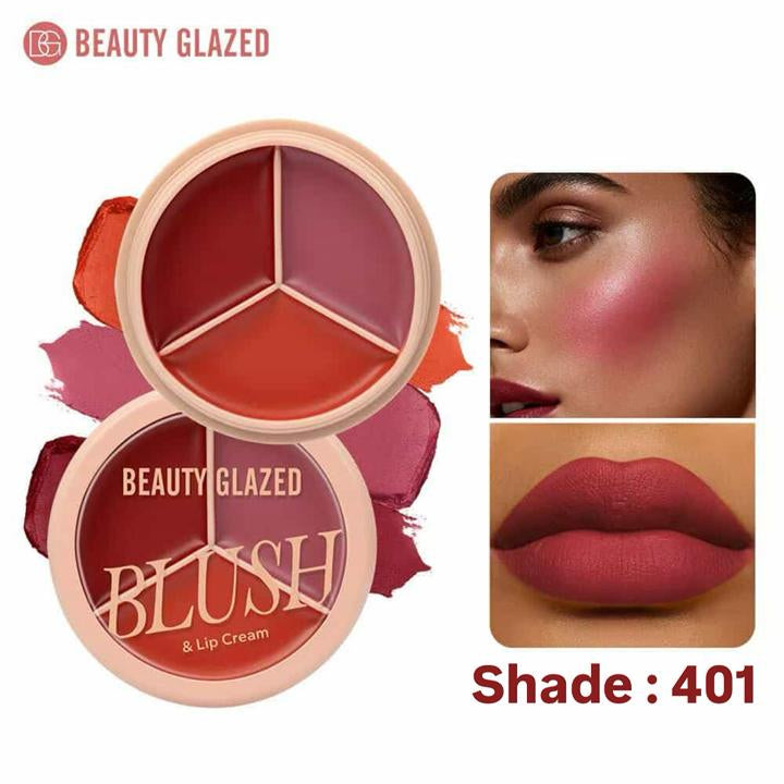 Beauty Glazed Blush & Lip Cream Shade 401 – Dual-Use Creamy Formula for Cheeks & Lips, Vibrant Long-Lasting Color - Pink Flash BD