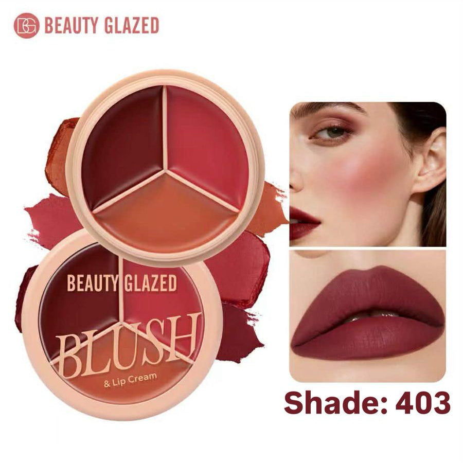 Beauty Glazed Blush & Lip Cream Shade 403 – Deep Reds, Mauves & Brick Tones for Cheeks & Lips - Pink Flash BD