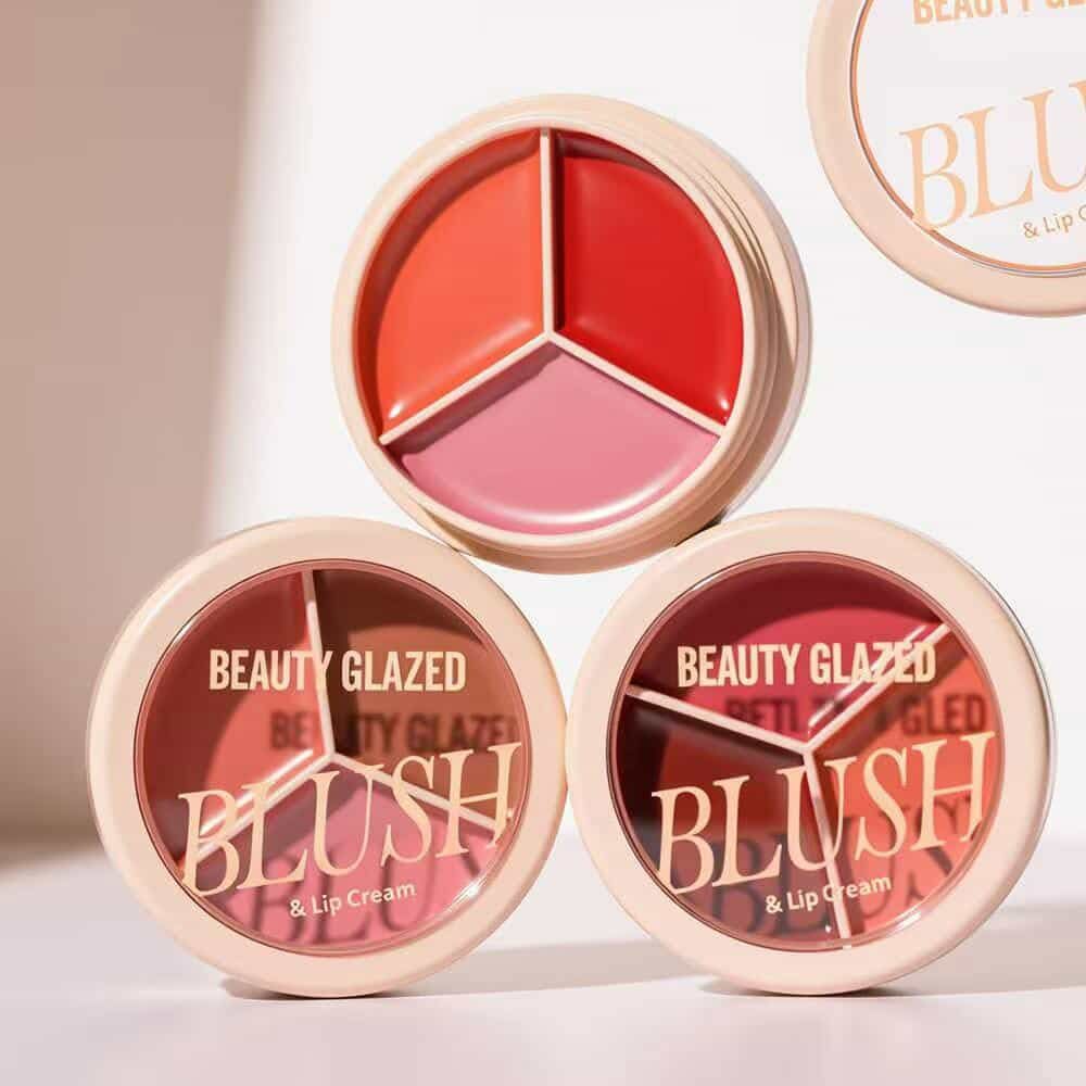Beauty Glazed Blush & Lip Cream Shade 402 – Multi-Tonal, Dual-Use Cream for Cheeks, Contour & Lips - Pink Flash BD