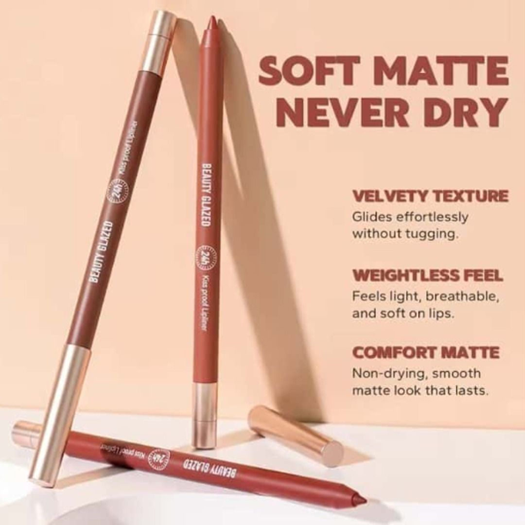 Beauty Glazed 24hours waterproof and long lasting lipliner shade number 118 (shade name Burnt Umber) - Pink Flash BD