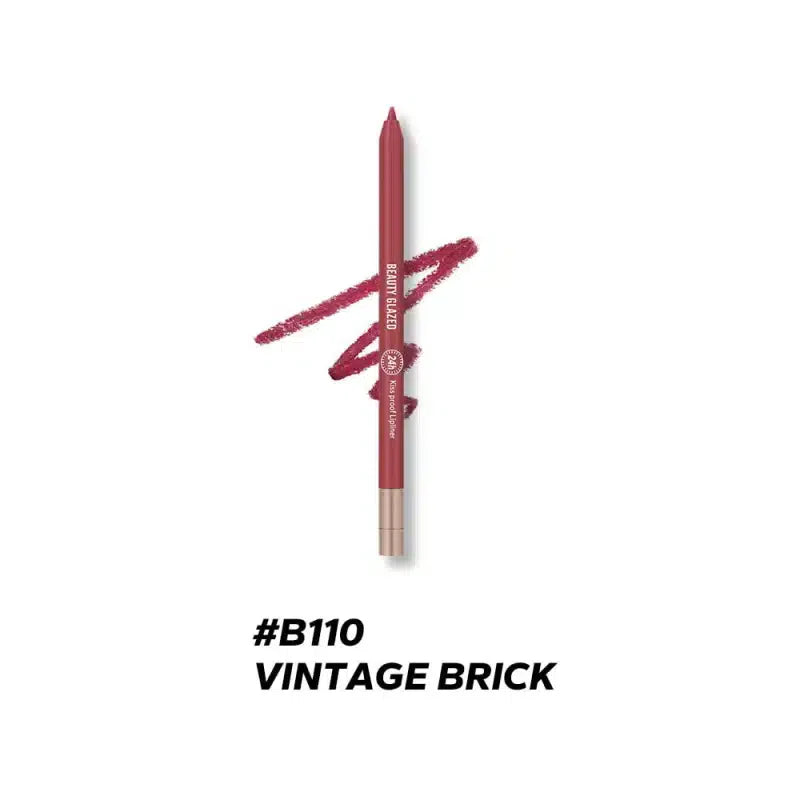 Beauty Glazed 24hours waterproof and long lasting lipliner shade number 110 (shade name Vintage Brick) - Pink Flash BD