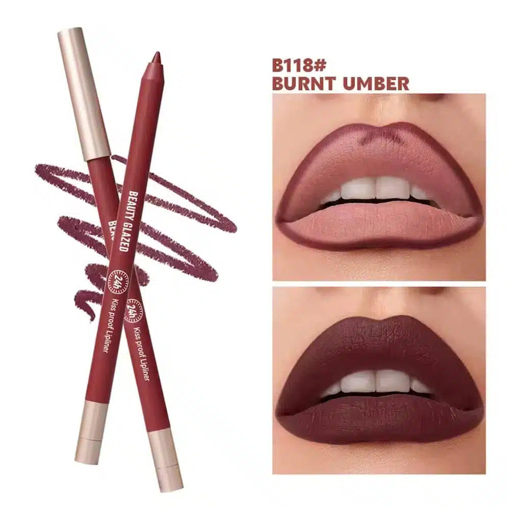 Beauty Glazed 24hours waterproof and long lasting lipliner shade number 118 (shade name Burnt Umber) - Pink Flash BD