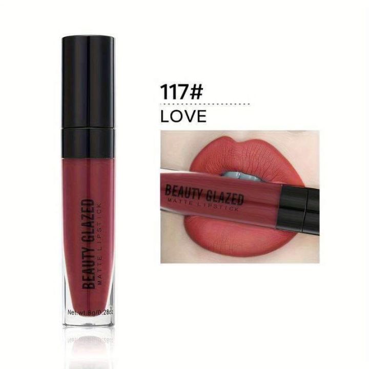 Beauty Glazed Matte Waterproof Long Lasting Liquid Lipstick Shade 117 (Love) - Pink Flash BD