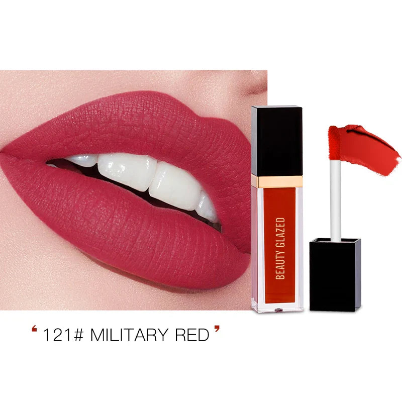 Beauty Glazed Ultra Matte Mini Liquid Lipstick Shade 121(Military Red) - Pink Flash BD