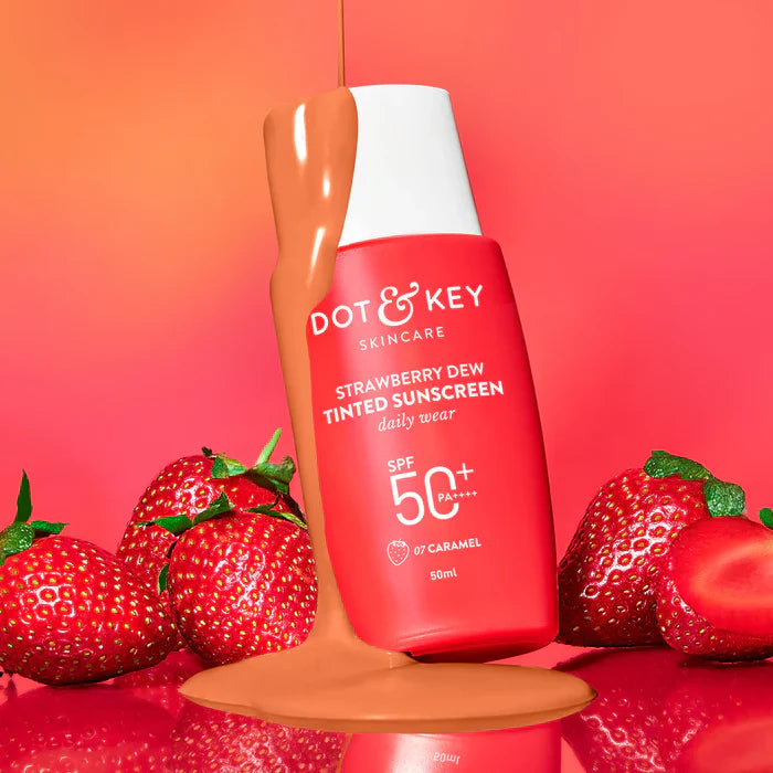 Dot & Key Strawberry Dew Tinted Sunscreen SPF 50+ PA++++ | Shade 05 Beige | Pink Flash BD