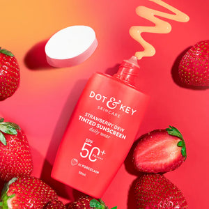 Dot & Key Strawberry Dew Tinted Sunscreen SPF 50+ PA++++ | Shade 01 Porcelain | Pink Flash BD - Pink Flash BD