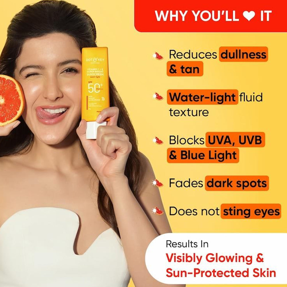 Dot & Key Vitamin C + E Super Bright Sunscreen SPF 50+ PA++++ (80g) | Pink Flash BD - Pink Flash BD