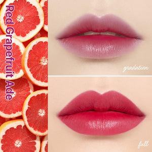 Etude Dear Darling Water Tint in shade 04 Red Grapefruit Ade, swatched on skin showing vibrant pink-red color.