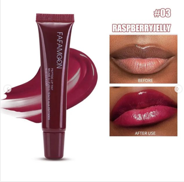 FAFAMOON Peptide Lip Tint #03 – Raspberry Jelly | Juicy Berry Glow for Plump, Hydrated Lips.