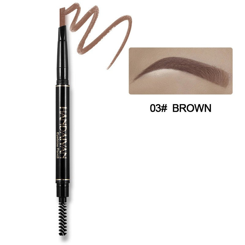 Handaiyan Painted Natural Double Eyebrow Pen – 03 Brown Medium Warm Brown | Waterproof, Long-Lasting, Fine Tip Brow Pencil & Brush | PinkFlash BD.