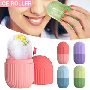 Ice Facial Roller - Refillable Silicone Ice Mold for Facial Contouring and De-puffing - Pink Flash BD