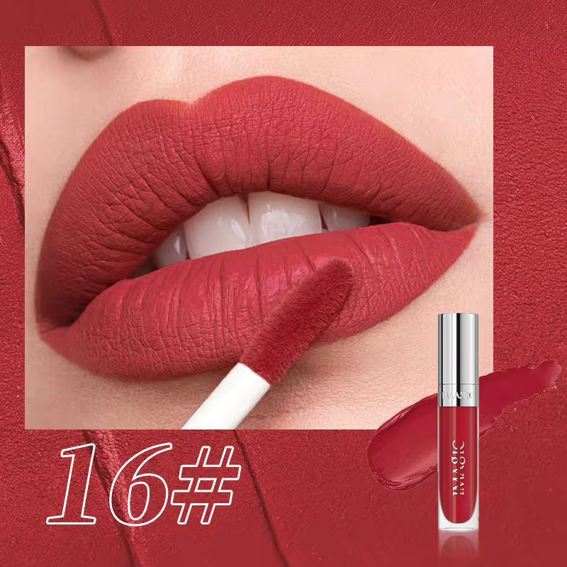 IMAGIC Natural Matte Liquid Lipgloss Shade 16 - Classic True Red Matte Liquid Lipstick - Pink Flash BD