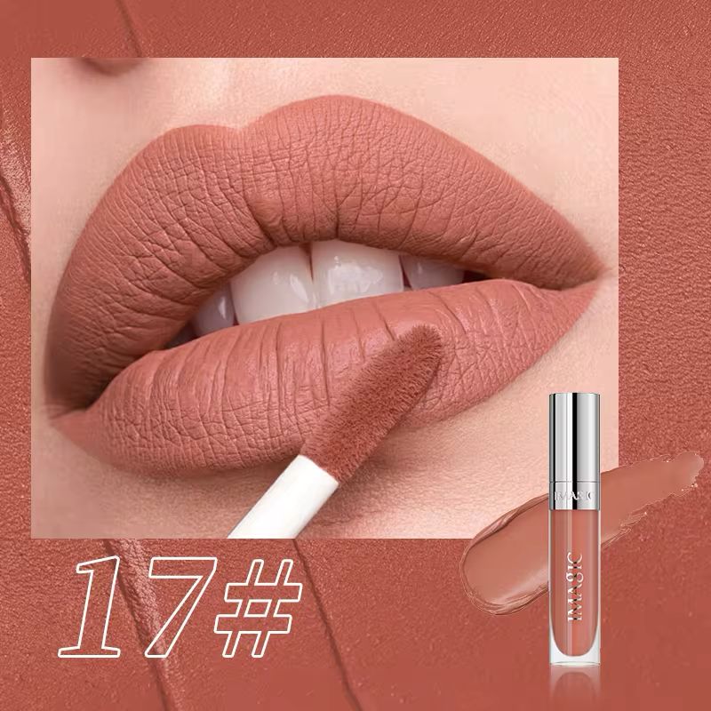 IMAGIC Natural Matte Liquid Lipgloss Shade 17 - Nude Brown Matte Liquid Lipstick - Pink Flash BD