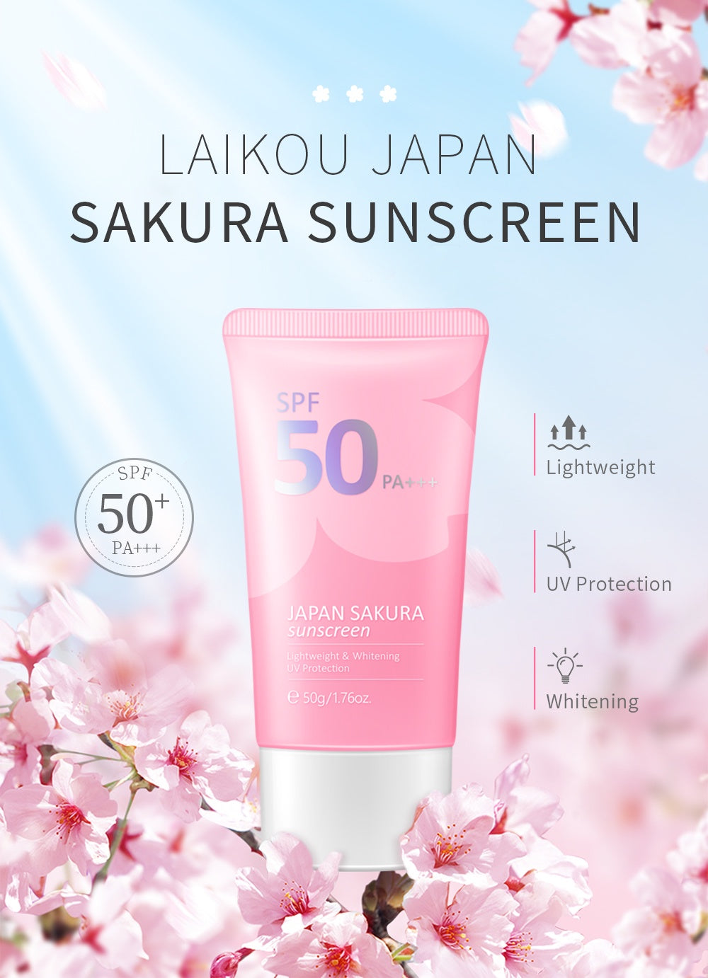 Laikou Japan Sakura Face Sunscreen SPF50 PA+++.