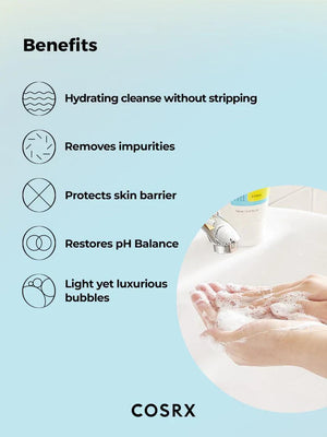 COSRX Low pH Good Morning Gel Cleanser in a clear 150ml bottle, with soft pink packaging and gentle cleansing formula.