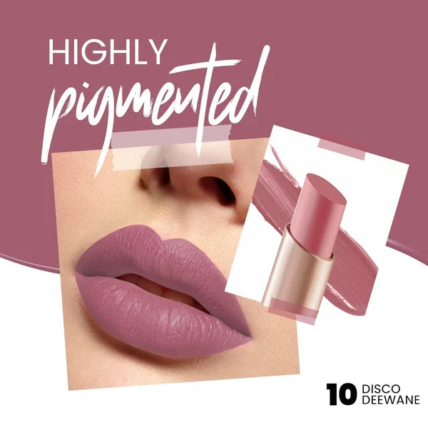 Dark plum wine matte swatch of MARS Lipstick Shade 10 Disco Deewane showing smooth, even coverage.