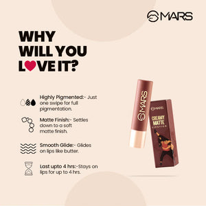 MARS Creamy Matte Lipstick Shade 02 Zesty Zumba - Bright Peachy Coral Matte Lipstick - Pink Flash BD