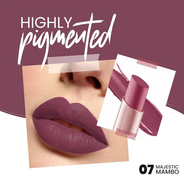 Model wearing MARS Shade 07 Majestic Mambo for a sophisticated and bold jewel-toned lip look - Pink Flash BD