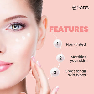 MARS Pore Filling Primer placed next to makeup brushes, highlighting its use as a base for flawless foundation application.