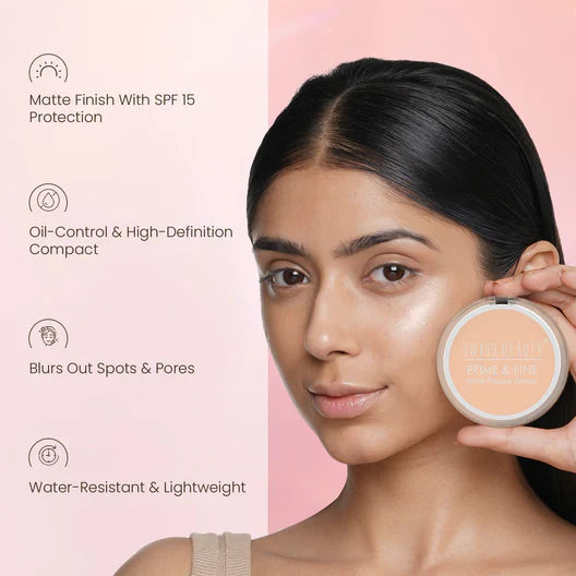 Close-up of the smooth pressed powder