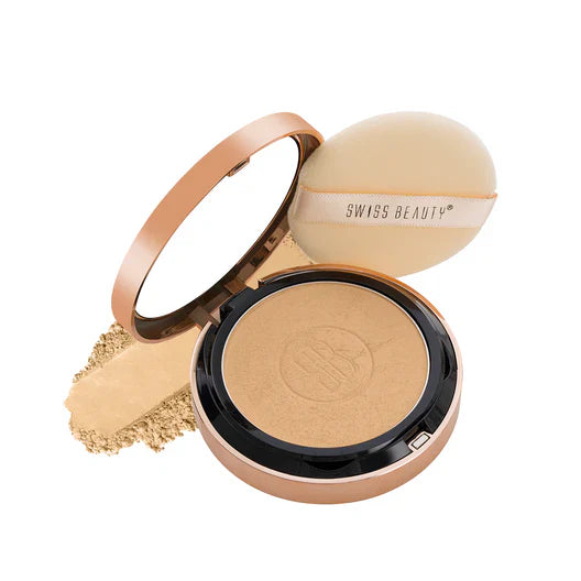 Swiss Beauty Silky & Smooth Oil Control Powder SPF-15 Shade 04 Natural-Beige - Matte Finish Face Powder