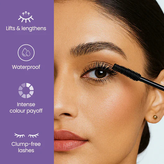Dramatic lash volume and length showing the smudge-proof and waterproof effect of Swiss Beauty Bold Eyes.
