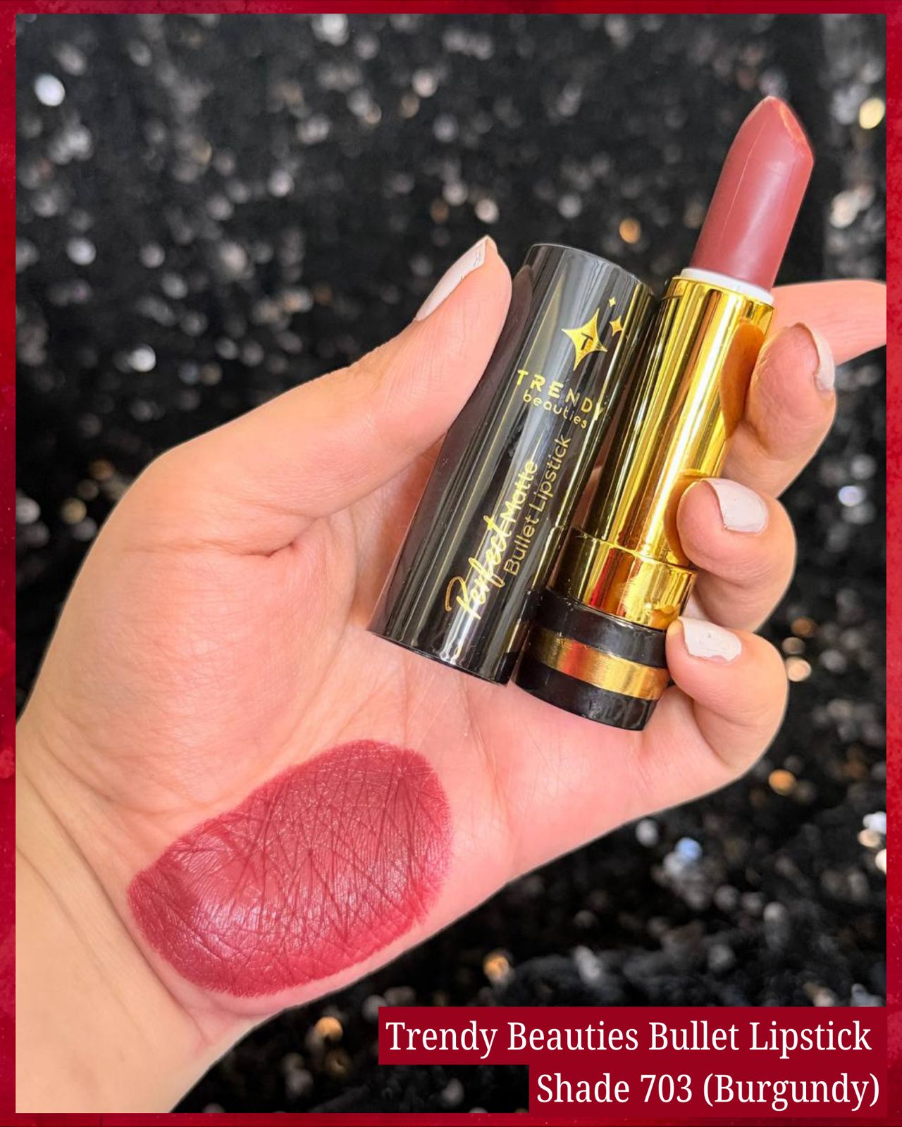 TRENDY Beauties Perfect Matte Bullet Lipstick – Shade 703 Burgundy | Pink Flash BD