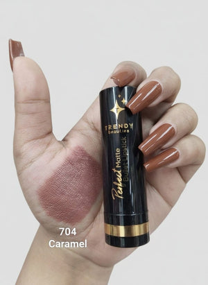 Trendy Beauties Perfect Matte Bullet Lipstick Shade 704 Caramel - Velvet Matte Finish Pink Flash BD