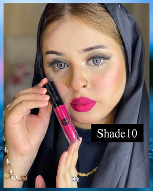 Trendy Beauty Liquid Matte Lipstick #10 in Pink Flash, long-lasting and highly pigmented, showcasing the smooth lipstick application.
