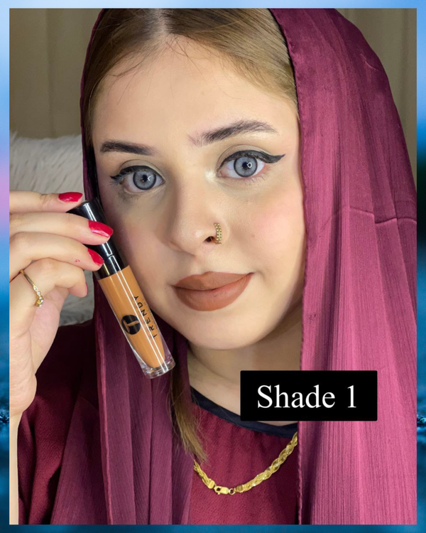 Trendy Beauties Liquid Matte Lipstick Shade #01 in pink, showing a smooth, pigmented lipstick swatch on hand.