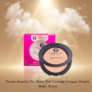 TRENDY beauty Pro Matte Full Coverage Compact Powder Shade #Honey - Pink Flash BD