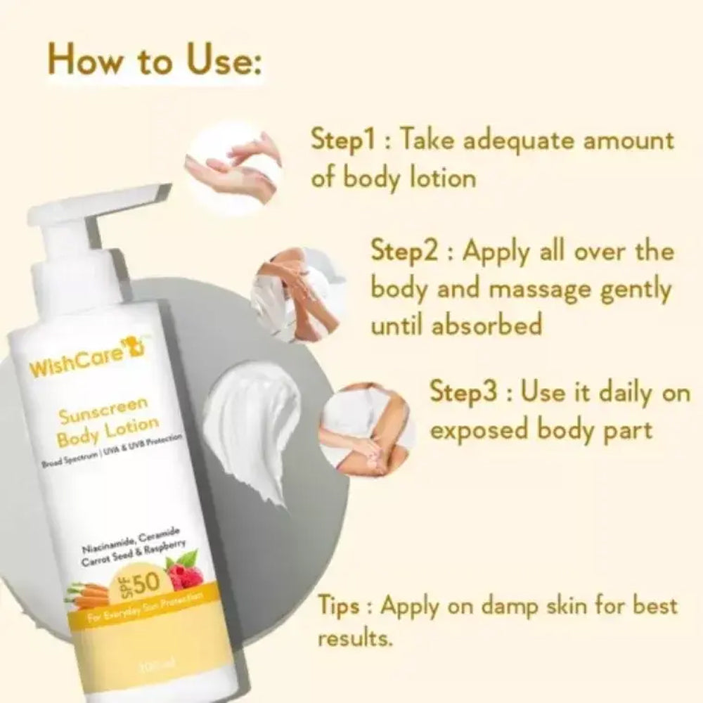 Wishcare SPF 50 Sunscreen Body Lotion | Broad Spectrum UVA/UVB Protection | Pink Flash BD